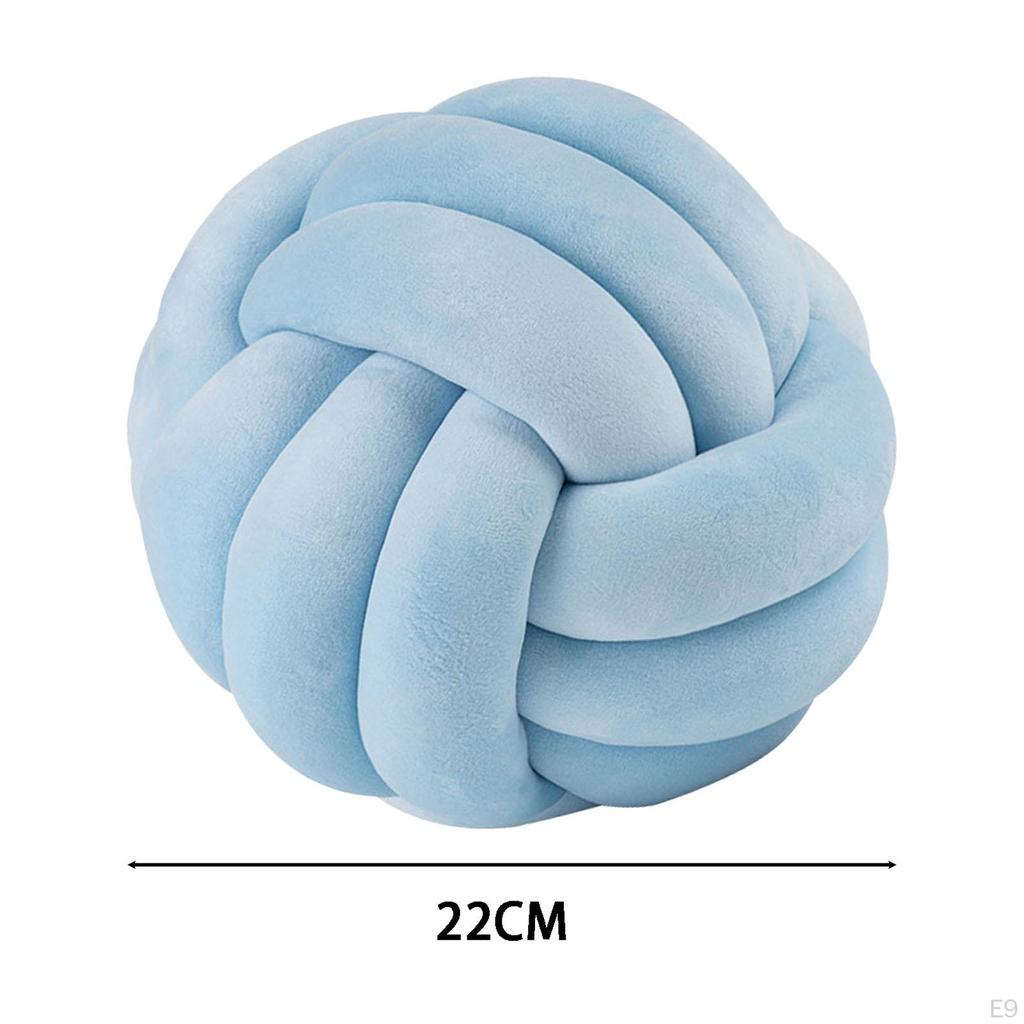 Soft Knot Ball Pillow 22cm Hand Woven Plush Toy for Sofa Car Home Decoration Pink
