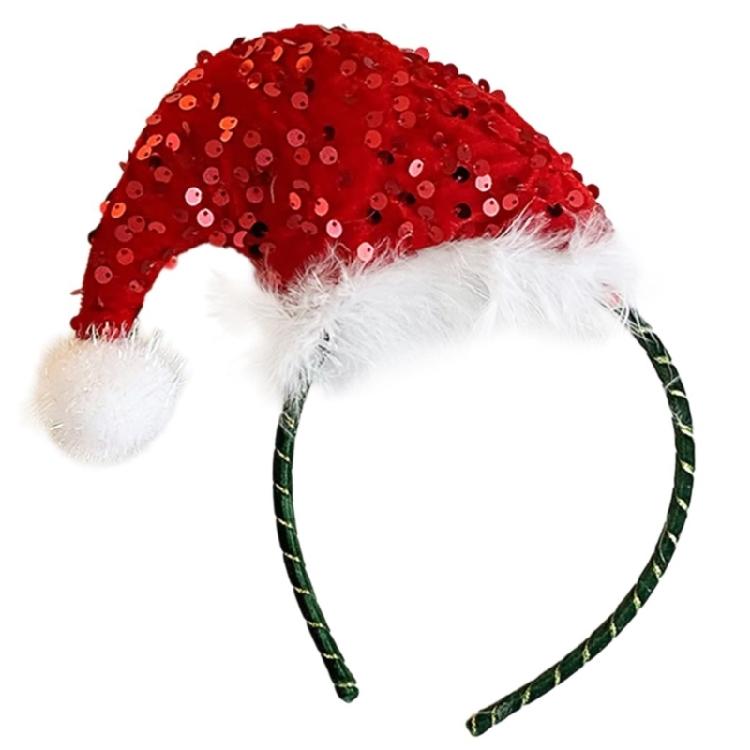 Christmas Headband Photo Props Hair Hoop Sequins for Party Christmas New Year