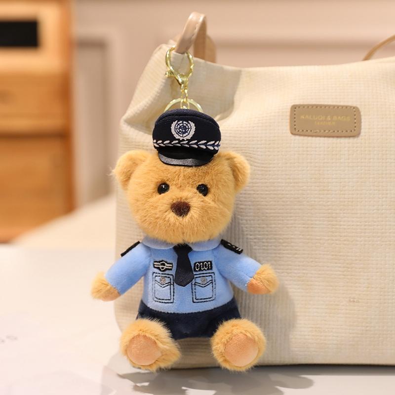 Stofftier Hase Bär Plüschtier Zeichentricktiere Verkleiden sich als Polizist Feuerwehrleute Verkehrspolizei Weiche Hasenpuppe Geschenk 16cm