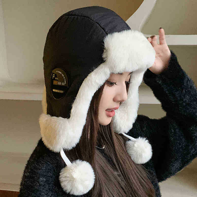 

Шапка мужская и женская зимняя бархатная утолщенная шапка с защитой ушей для велоспорта, активного отдыха, катания на лыжах, теплая и холодная хлопковая шапка M（56-58cm）