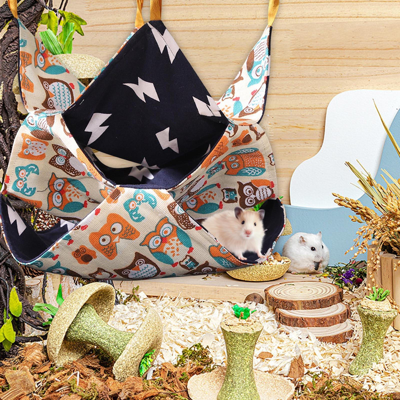 Cozy Hanging Bed for Small Animals - Summer Edition Owl Size S White