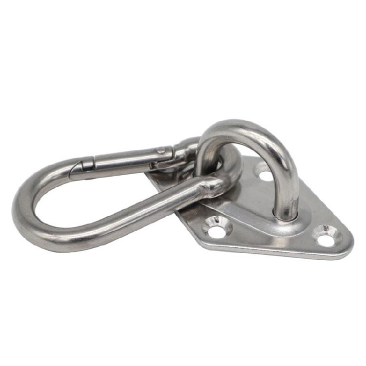 Marine Mounting Hook Plate Set with Stainless Steel Pad Eye Base and Snap Hook, 2 Pack for Hanging Installations