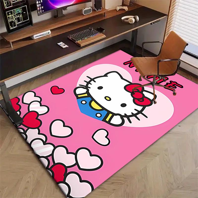 Custom HelloKitty Mat Personalized Name, Polyester Washable Indoor Entryway Rug, Gift for Christmas, Easter, Thanksgiving Day