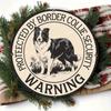 2D Border Collie Guarding Flat Security Metal Wall Art Home Office Garden Decor