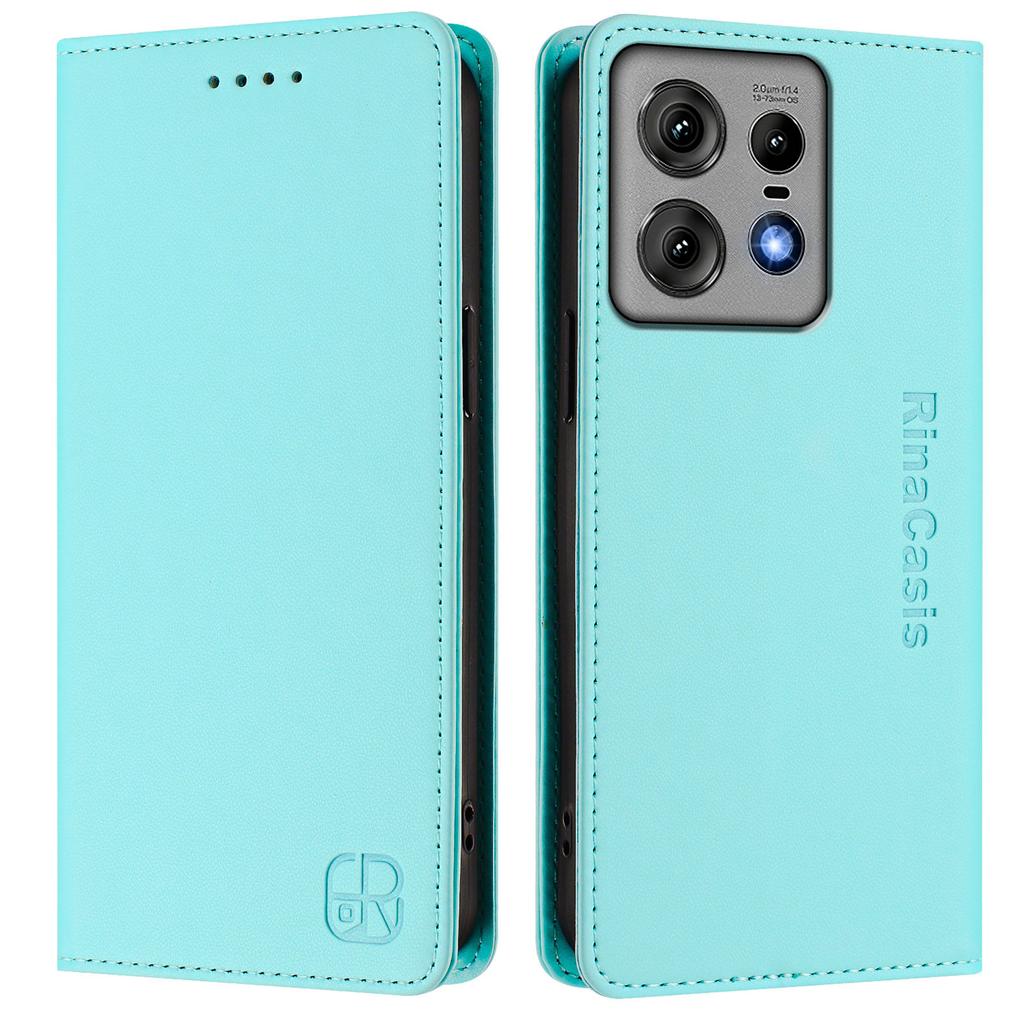 For Motorola Edge 50 Pro 5G Leather Case RINACASIS RC01 Phone Cover with RFID Blocking Wallet Stand