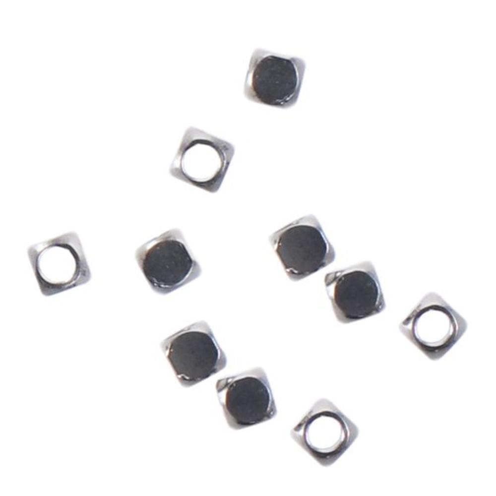 3mm Cube Beads Silver Spacers Beads Necklace Making Stainless Steel Loose  Jewelry Making