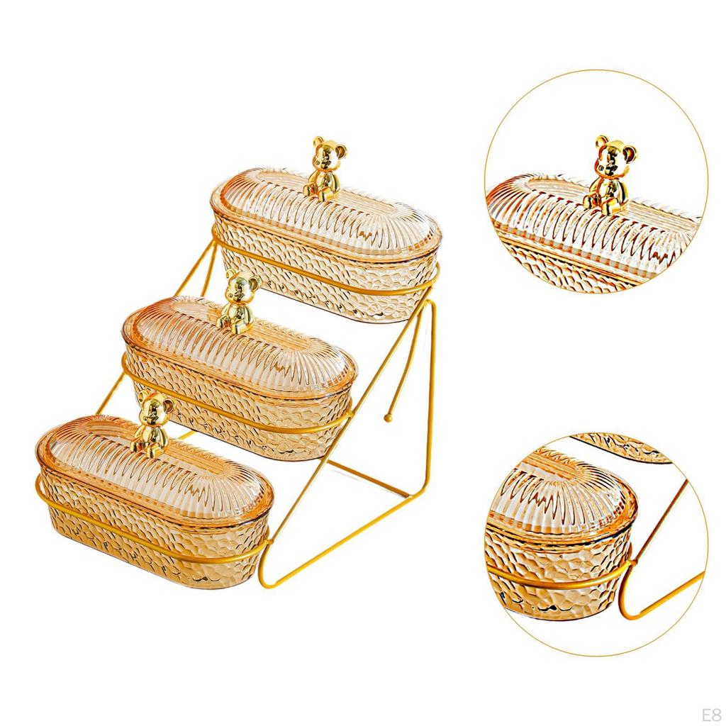 Fruit Basket Bowl Fruits Holder 3 Tier Versatile with Metal Stand Serving Tray for