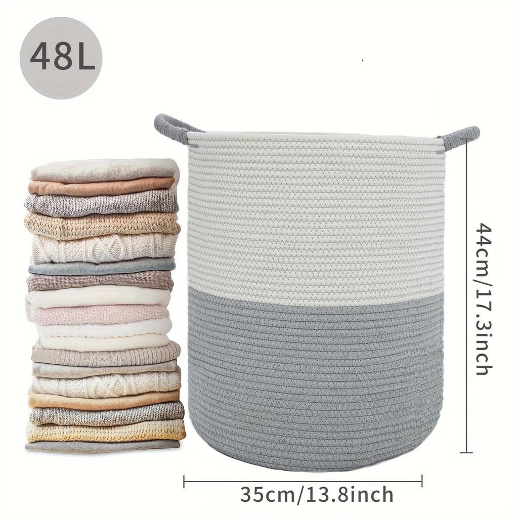 Large Woven Cotton Storage Basket for Toys, Snacks, Underwear, Socks, and Clothes