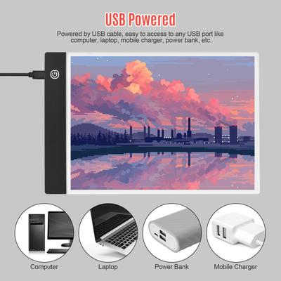 Lavagna A4 Tappetino luminoso a LED ultrasottile Tavolo da disegno con luminosità regolabile a 3 livelli Alimentato tramite USB