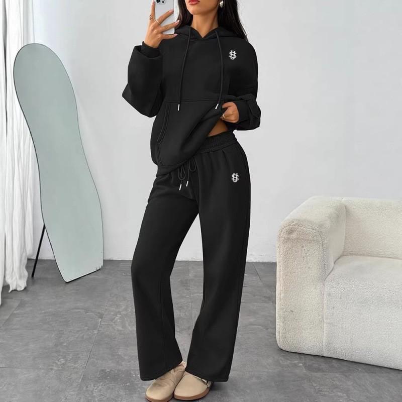 2026 SU Embroidered Hoodie Sweatshirt Pants Set Casual Unisex Streetwear Teens Couples