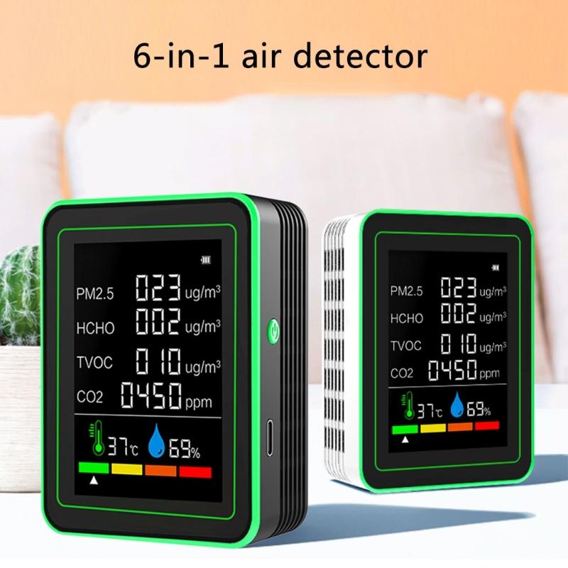 Easy to Use Indoor Accurate Air Quality Monitoring Analysis CO2, Temperature, Humidity, TVOC, Formaldehyde, HCHO Level