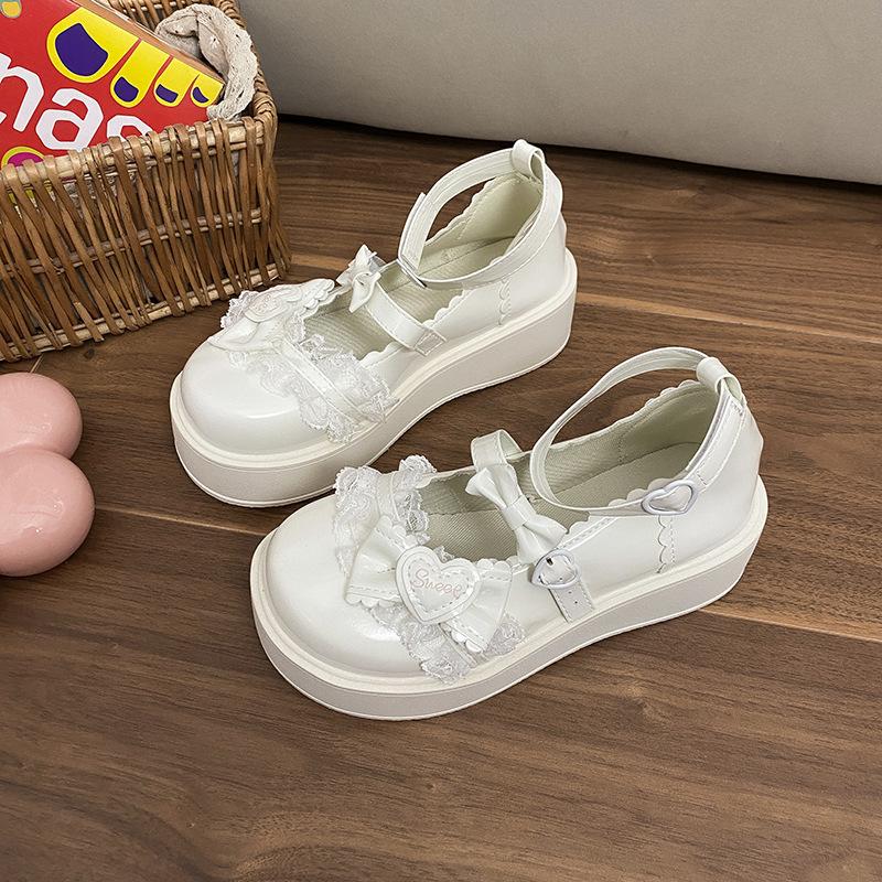 College Style Jk Platform Bow Shoes Women's Single Shoes Sweet Loli 2025 New Platform Heightening Lolita Women's Shoes