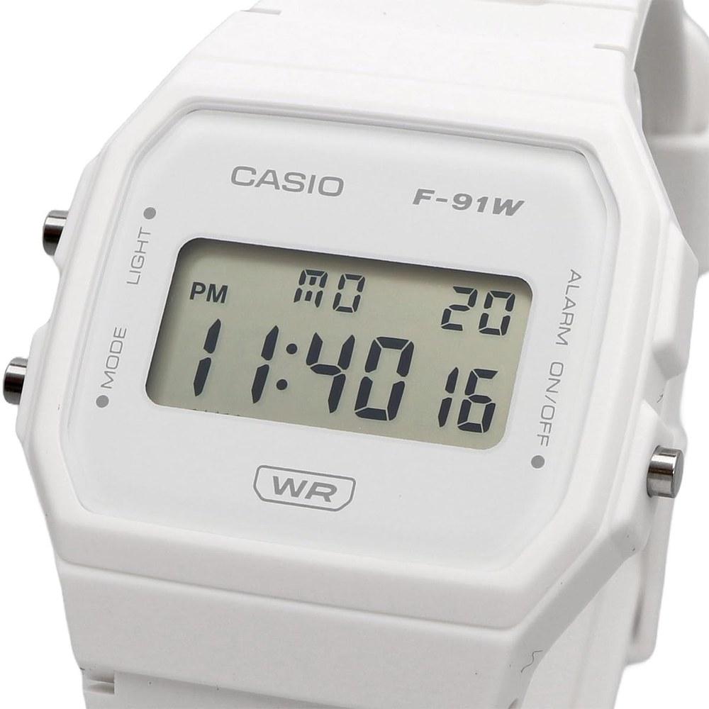 Casio F-91WB-7A Digital Unisex Watch White Biomass Plastic Band Simple Packaging