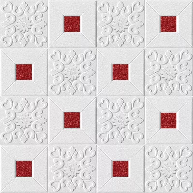 

3D стерео пенопластовые наклейки на стену, потолочная панель, наклейка на крышу, самоклеющееся зеркало, серебро, золото, декор для гостиной, детей 70x70 см 2.5mm-10Pcs красный