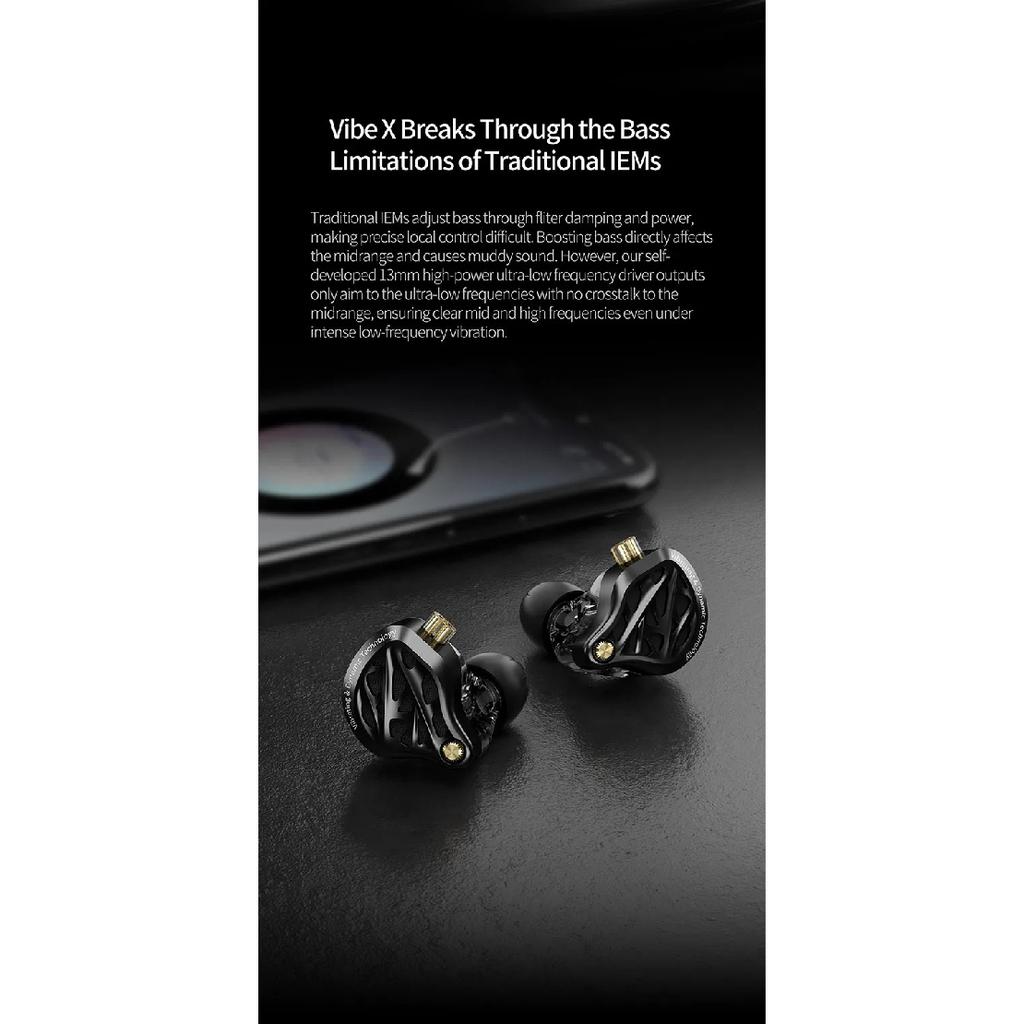 KZ NEW Vibe X Low Frequency Vibration Earbuds HiFi IEM Deep Bass Headset Stereo Sound In-Ear Earphones for Music Gaming