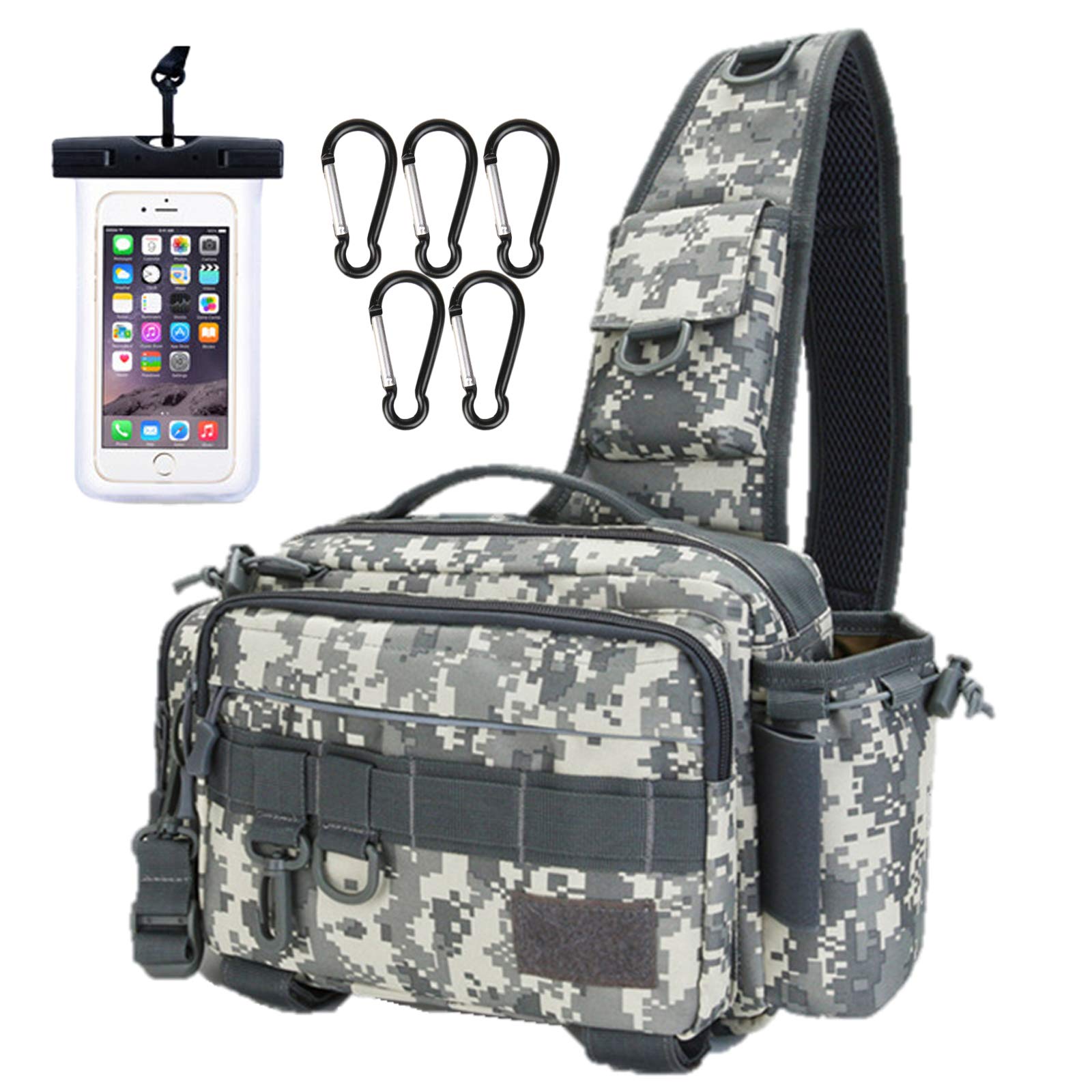 

nda-style Fishing Bag, Shoulder Bag, Multifunctional, Large Capacity, Tackle Bag for Run and Gun (Gray)
