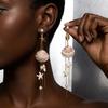 Boho Shell Long Tassel Drop Earrings for Women Summer Beach Starfish Conch Dangle Earring Trendy Holiday Party Jewelry Gift