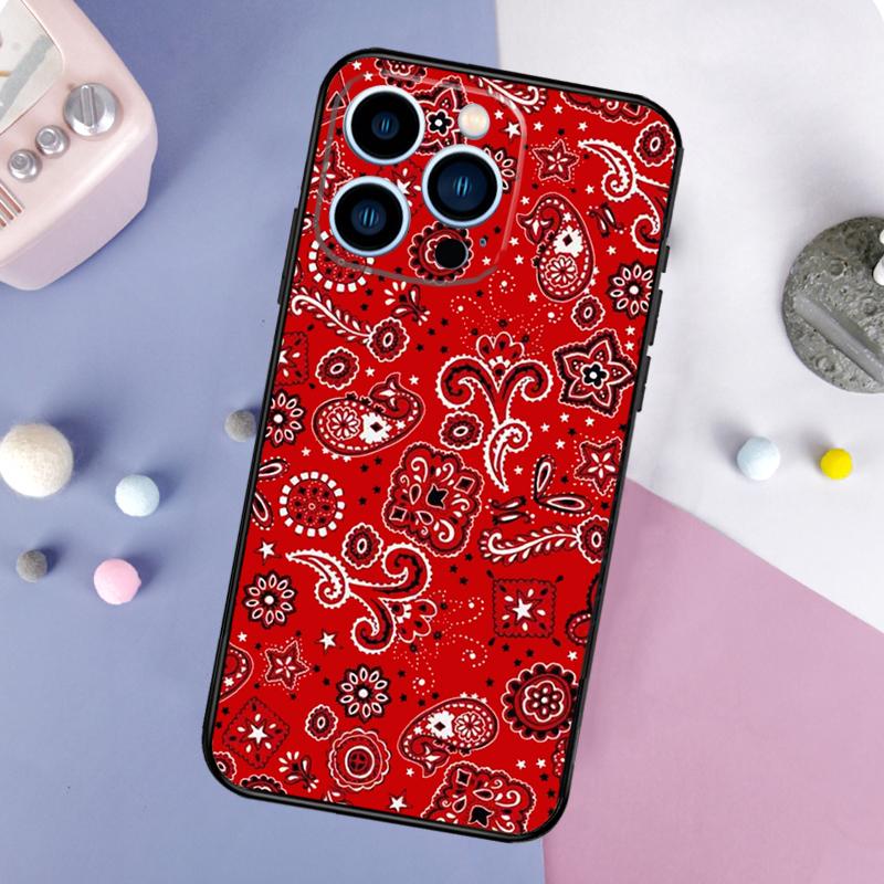 Red Bandana Paisley Phone Case For iPhone 17 Pro Max 16 15 13 12 11 14 Pro Max Plus Mini 16e 17 Air Back Cover
