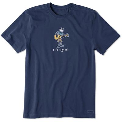Das Leben ist gut. Herren Gitarre Jake Kurzarm Crusher T-Shirt, Dunkelstes Blau