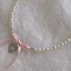 Sweet Pink Heart Necklace with Imitation Pearl Elegant Heart Cross Choker Clavicle Chain for Women Teen Fashion Jewelry