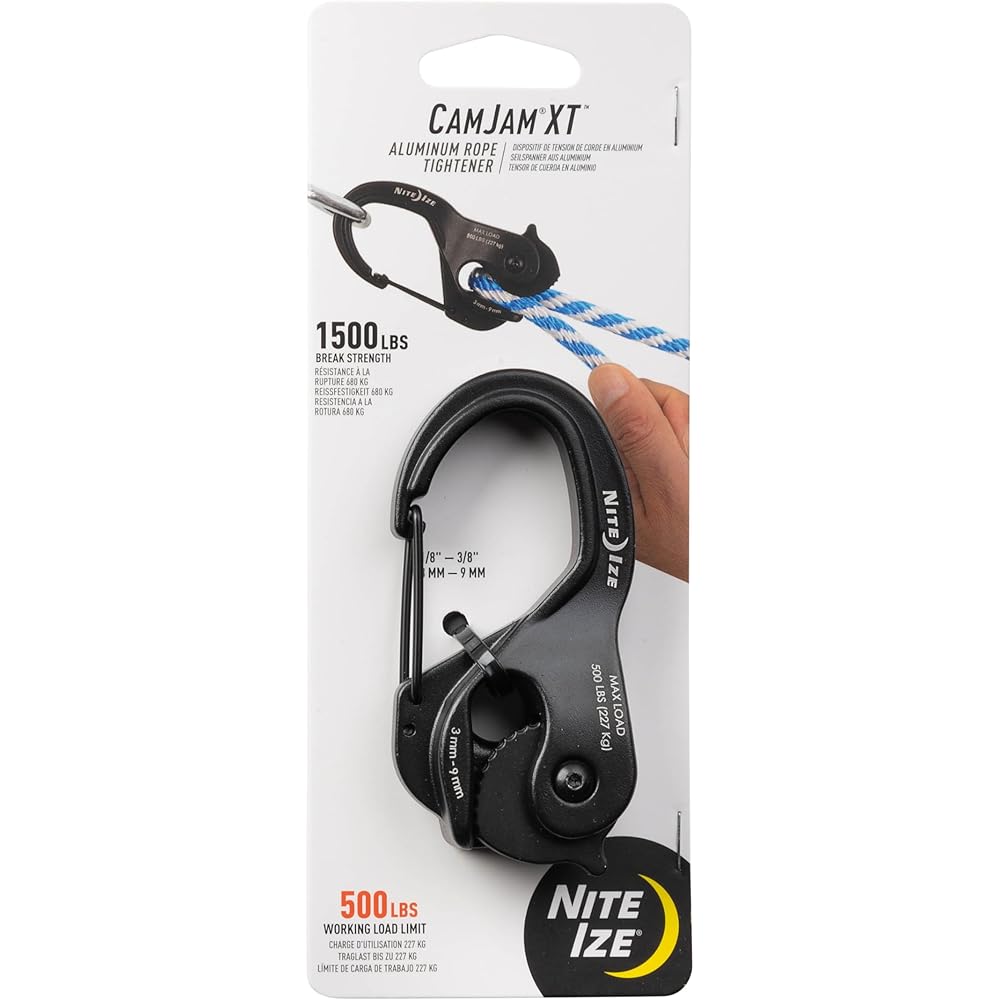 Nite Ize CamJam Aluminum XT Large Black 48x98x23mm Adjustable Rope Tightener