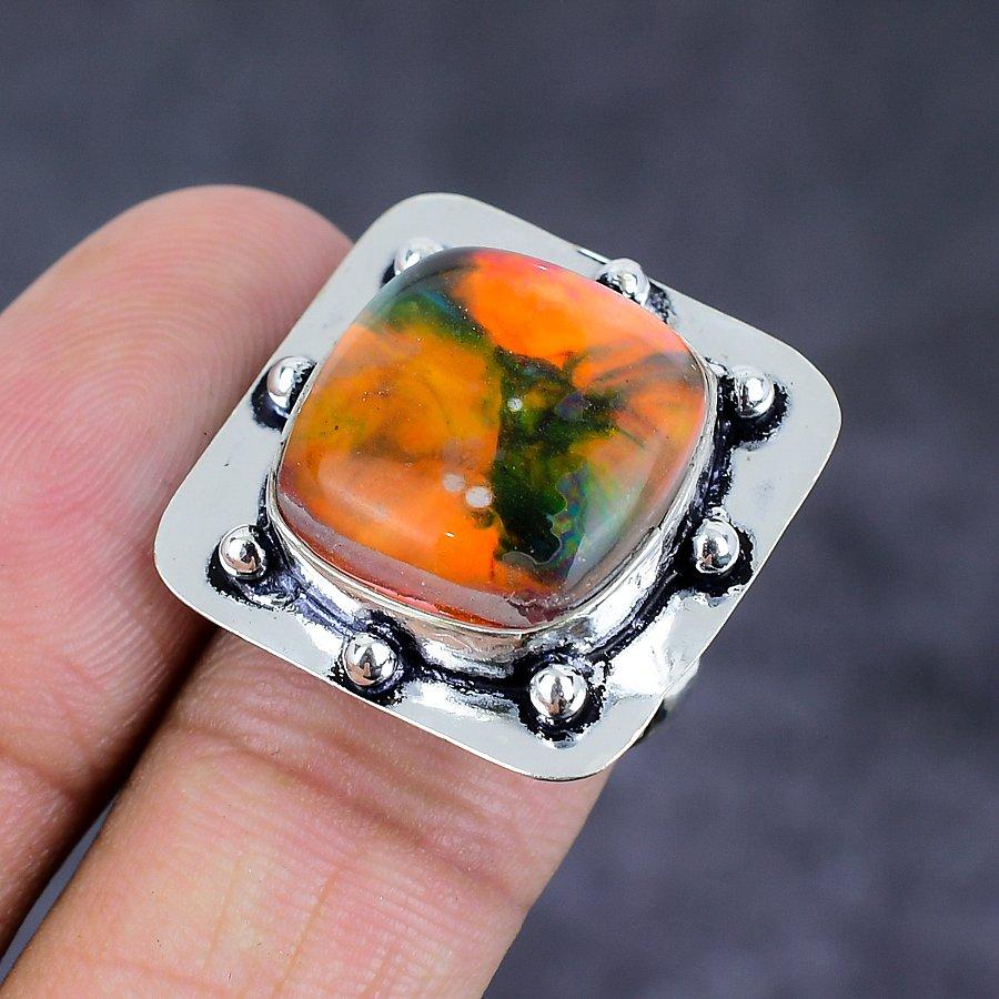 Natural Dichroic Glass Gemstone 925 Sterling Silver Jewelry Ring Size 7 b7s20