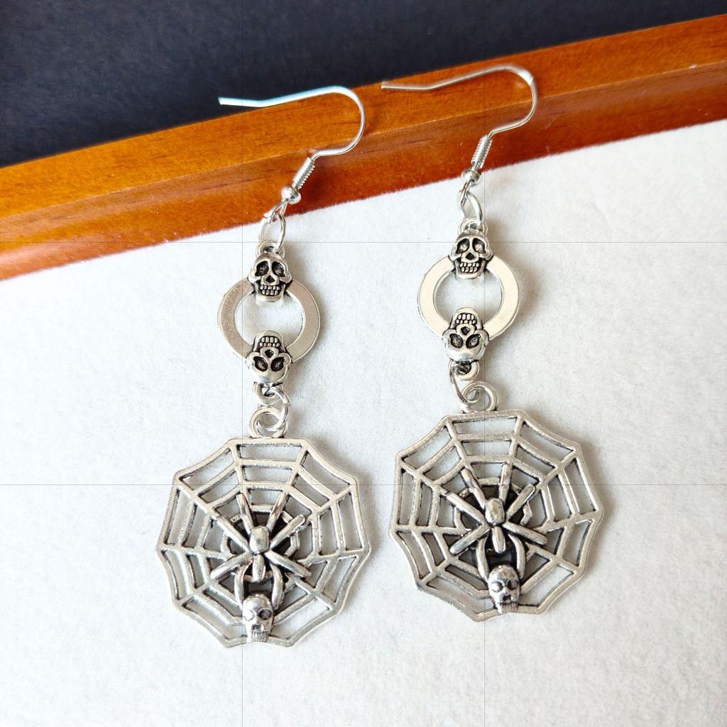 Halloween Skull & Spider Statement Earrings