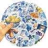 50 100 Stück Niedliche Mediterrane Sticker Ästhetisch Blau Ins Cartoon Aufkleber Diy Scrapbooking Handy Gepäck Wasserdichter Aufkleber Spielzeug
