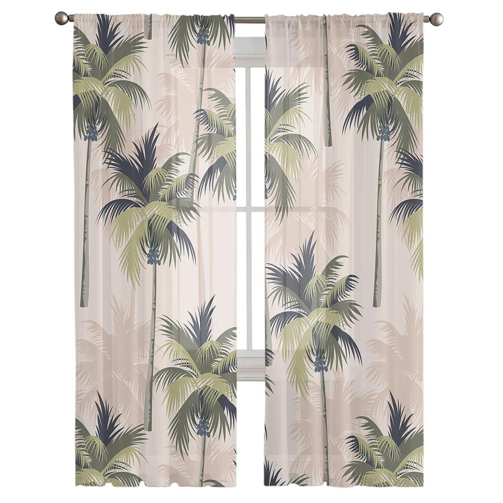 Coconut Tree Sommar Seaside Tyll Gardiner Vardagsrum Kök Chiffong Gardin Sovrum Balkong Skin gardin Mode Heminredning