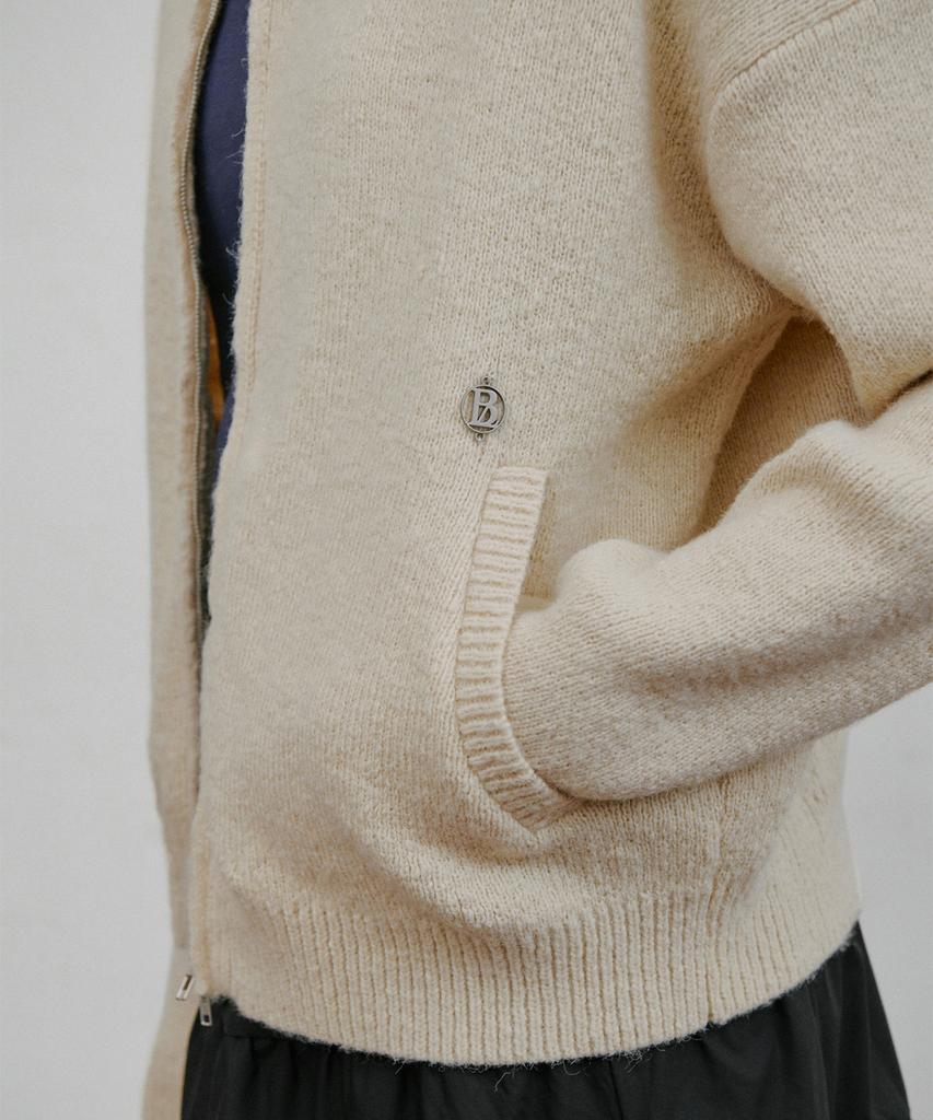BELLOL Two-Way Knit Zip-Up Cream