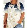 Ladies Summer Colorful Flower Printed Large Loose Casual T-shirt Fashionable Comfortable Soft Breathable Short Sleeved T-shirt