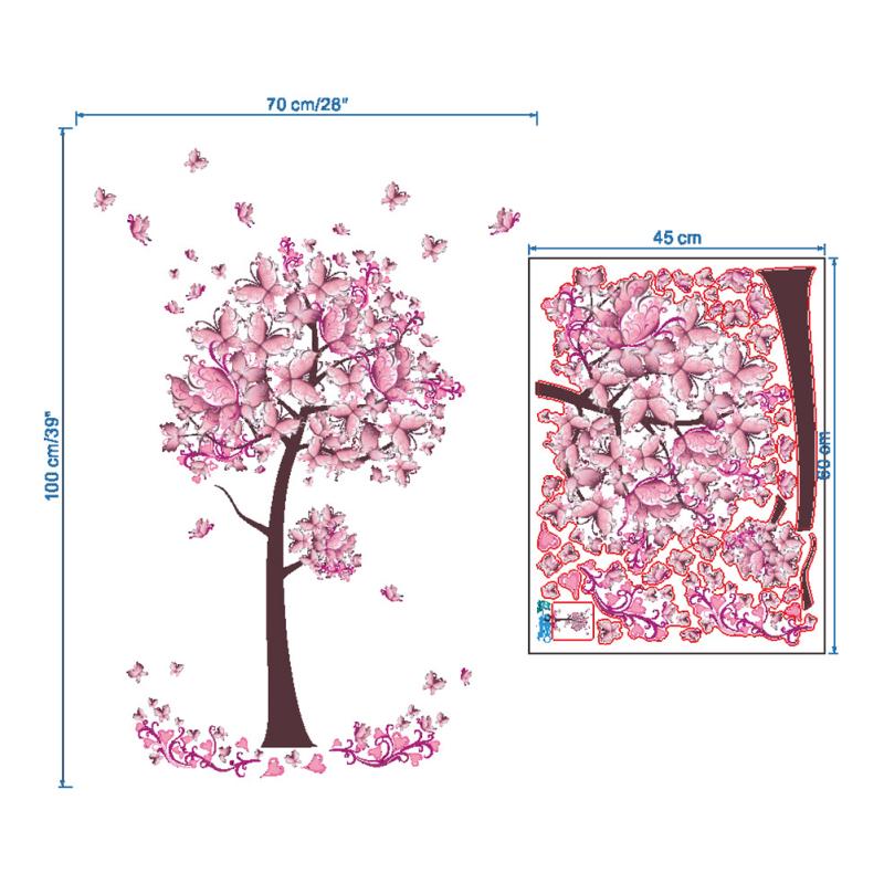 Avtagbar Elegant Fjäril Blomma Träd Väggklistermärke Dekal Rumsinredning Väggmålning
