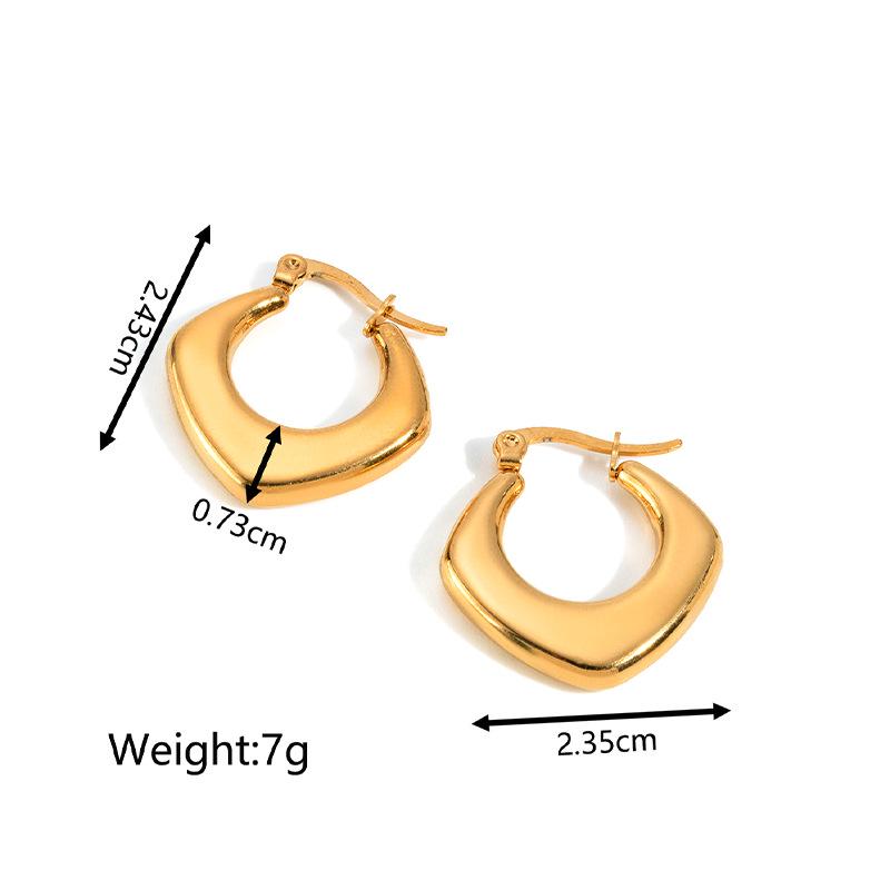 18K Gold-Plated Retro Stainless Steel Earrings Set for Women - Simple Fashion In Titanium Steel