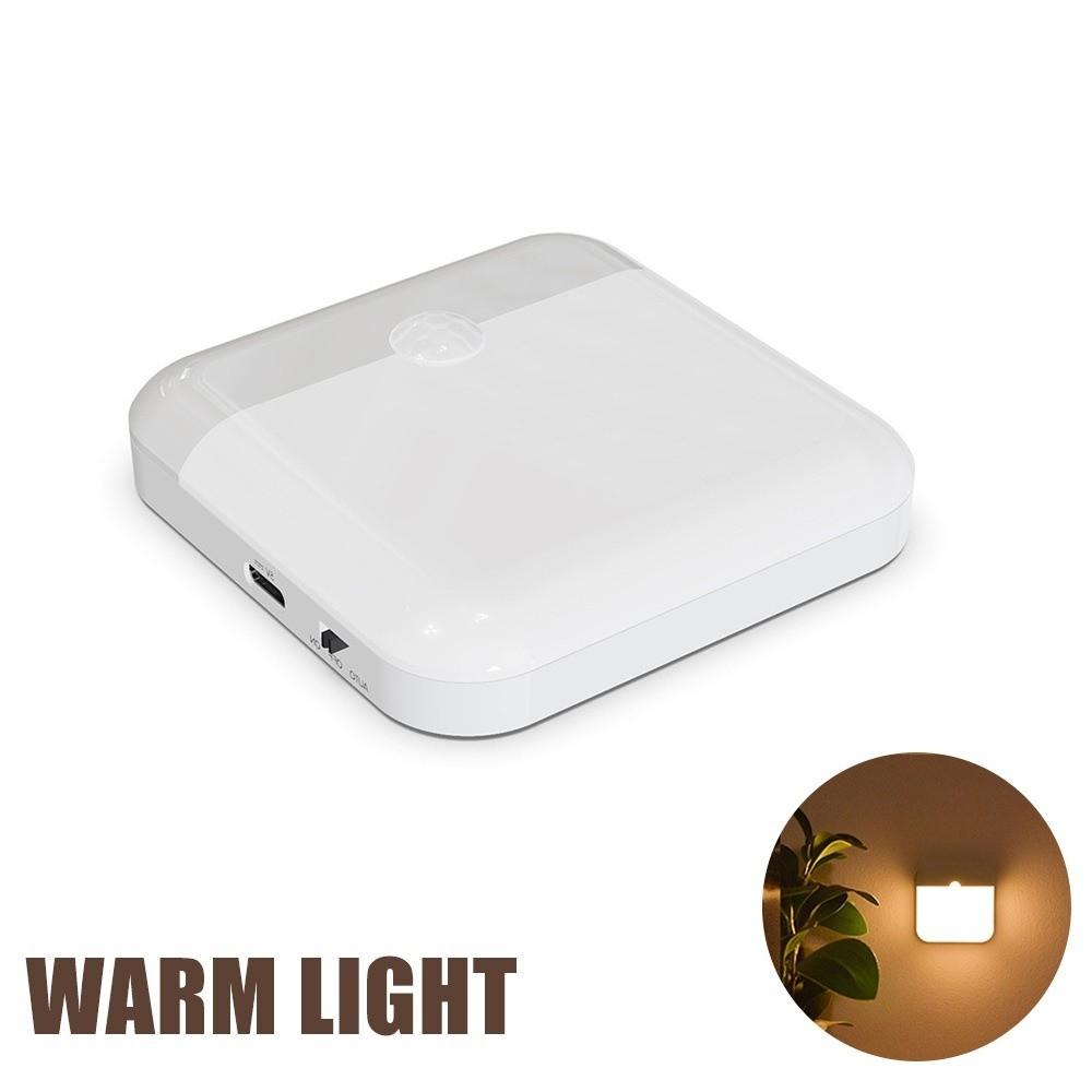 Square LED Night Light Rechargeable Wireless Motion Sensor Light Human Induction Large Smooth Surface Wall Lamp Toilet