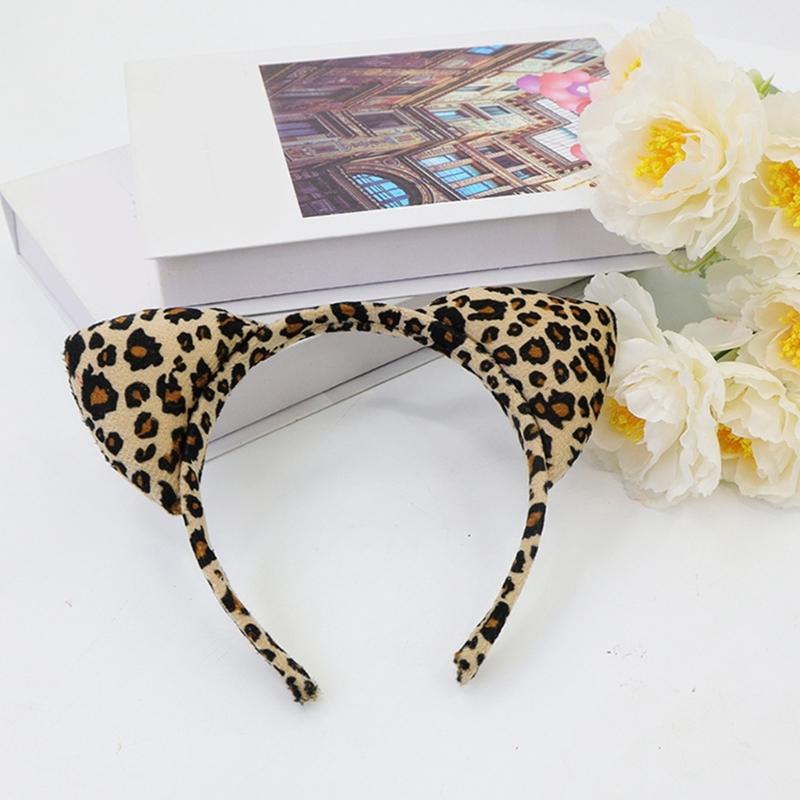Animal Pattern Ears Headpiece With Soft Fabric Roleplay Costume Hairband For Cosplay Event And Themed Parties