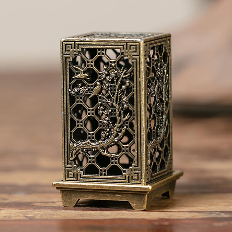 Square Vertical Incense Burner, Small Xiangyun Alloy Incense Holder, Indoor Aromatherapy, Home Ornament, Chinese Plum Burners