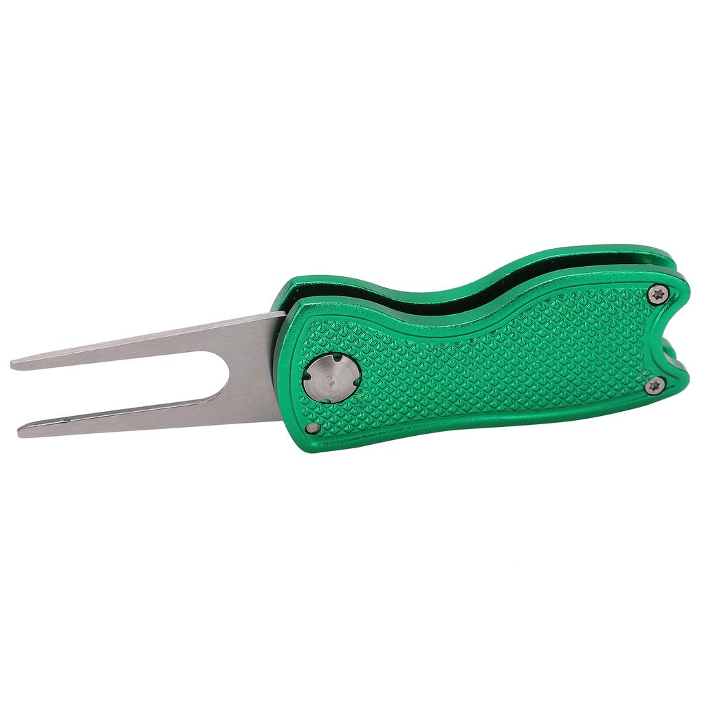 Stainless Steel Golf Pitchfork Foldable Golf Divot Tool Switchblade Tool Divot Repair ToolGreen