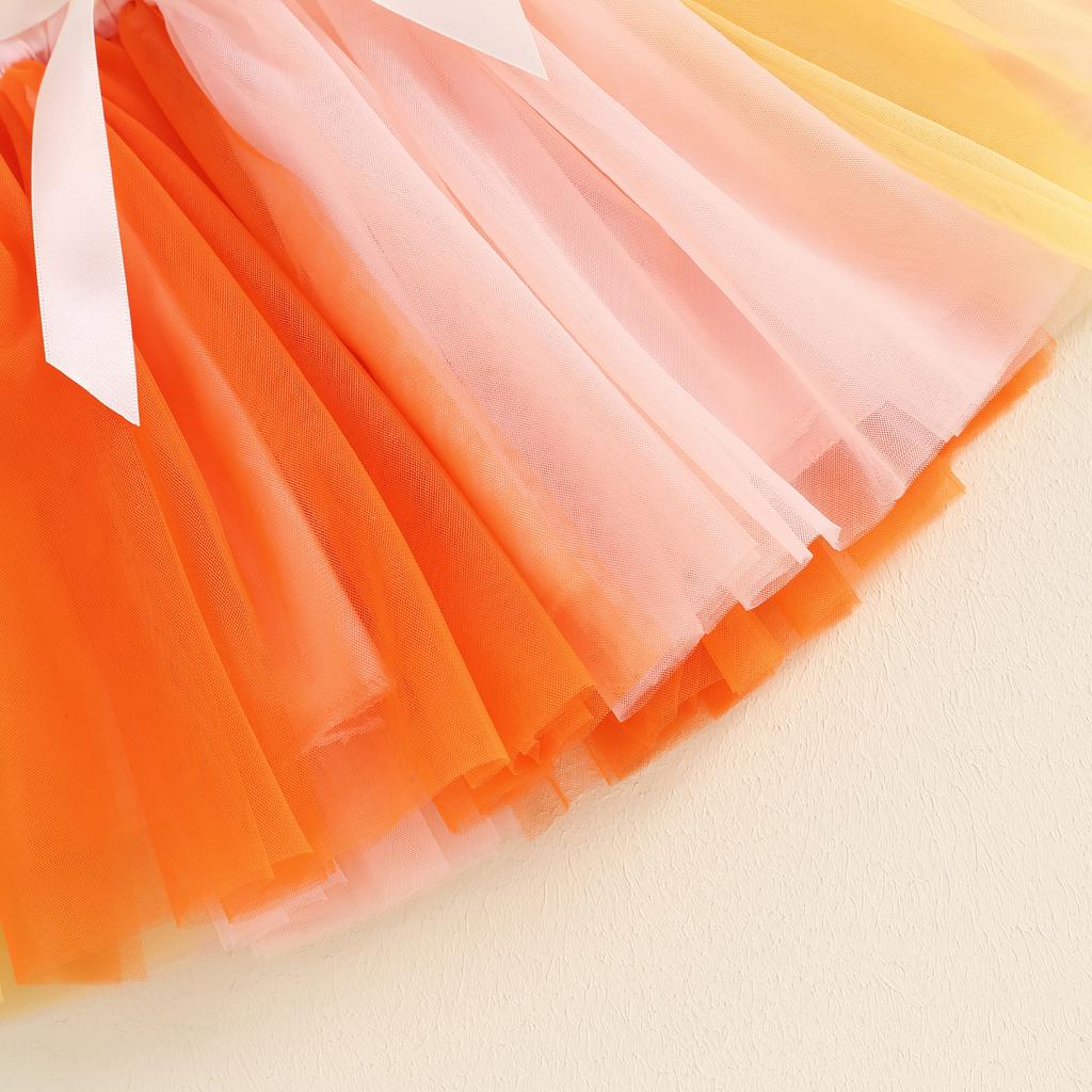 Baby Girls Birthday Outfit Letter Print Short Sleeve Rompers and Colorful Tulle Skirt Set Summer Cute Clothes