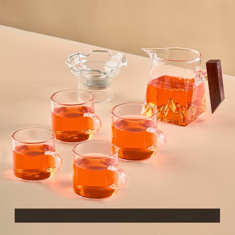 Tea Cup 350ml Pyrex Tea Set Accessories Chinese Kung Fu Cup With Handle Fair Cup Handmade Teapot Filter Tea Set