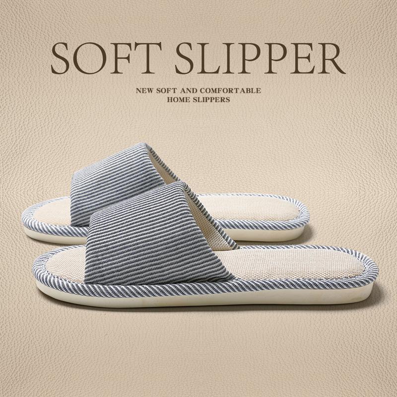 Льняные тапочки новое летнее домашнее помещение мягкая подошва нескользящие дышащие дезодорирующие хлопково-льняные тапочки 40
