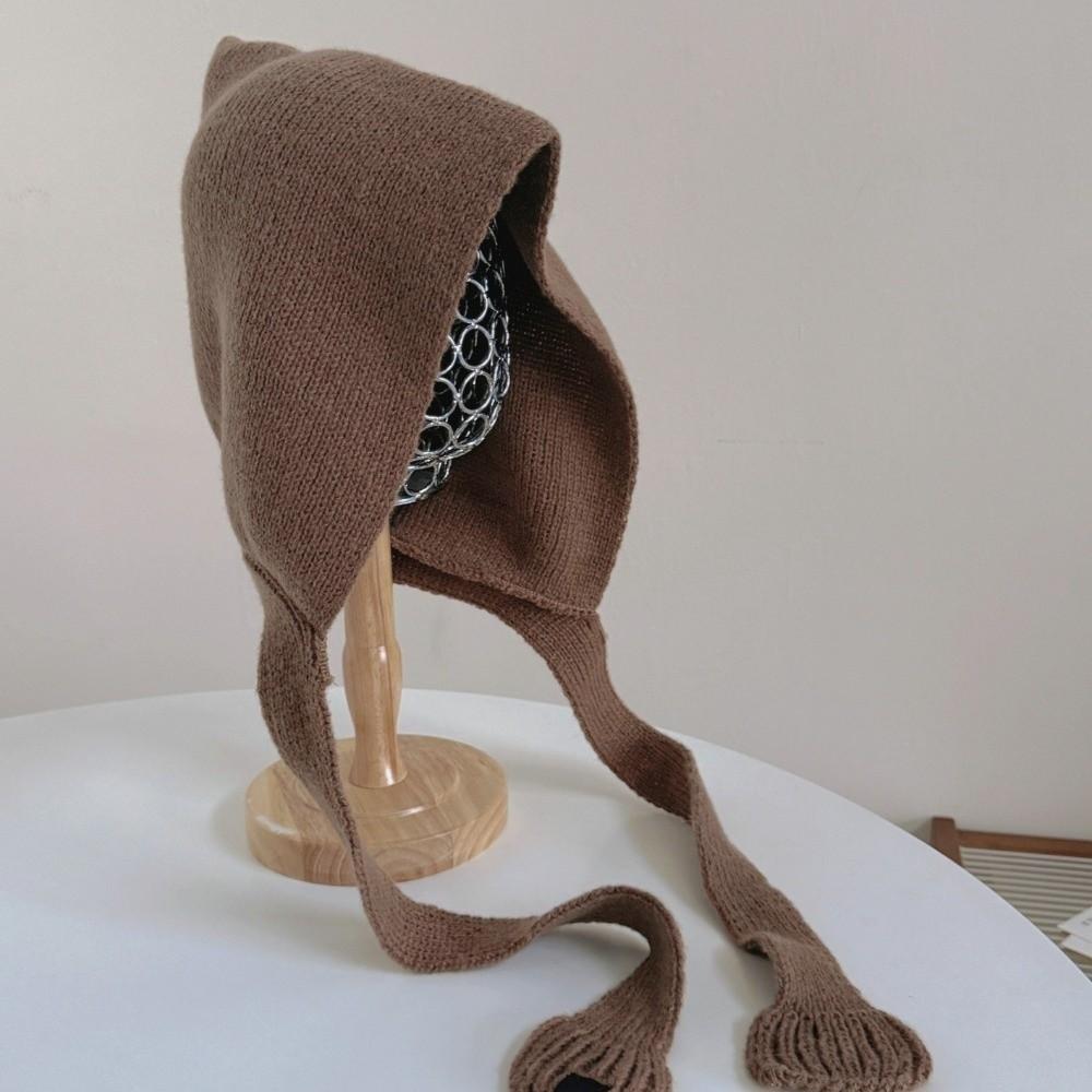 Ear Protection Balaclava Cap Soft Knitted Beanies Hats Vintage Coldproof Hooded Caps  Female