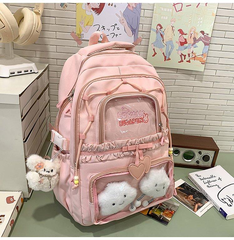 Schoolbag New Cute Female Ins High Value Dopamine Transparent Pain Bag Schoolbag Primary School Students Junior High School Students Backpack