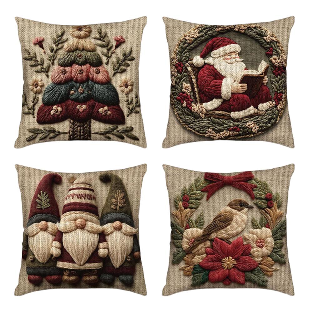 2025 45x45cm Christmas Pillowcase Cartoon Santa Snowman Elk Sofa Cushion Cover Home Bed Car Decor Merry Xmas Square Pillow Case