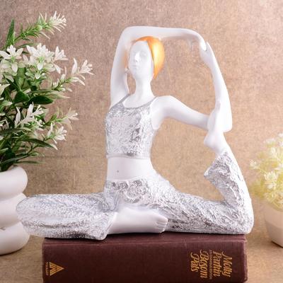 Resin Yoga Lady Home & Office Decor Fantasy Showpiece ,White