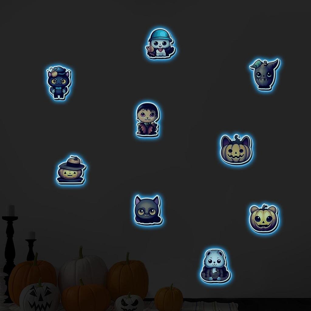 Creative Halloween Glow-in-the-Dark Wall Stickers: Fluorescent Decals for Children's Room Decor