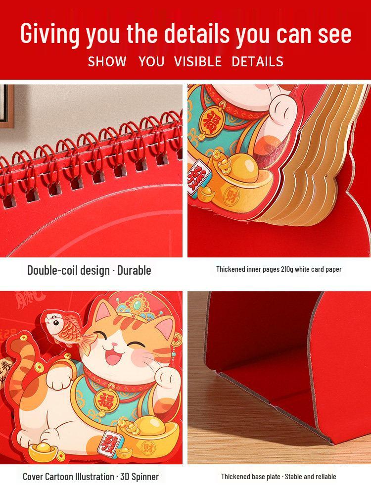 2026 3D Rotating Horse Desk Calendar - Creative Fun, Irregular Shape, Cartoon Office Ornament