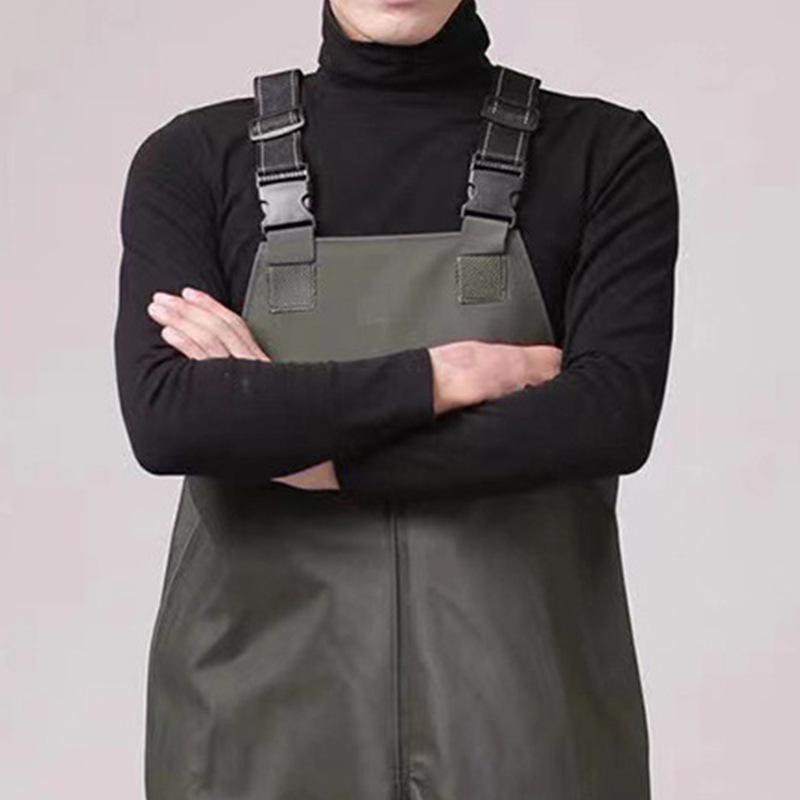 Green PVC Fishing Waders with Pockets
