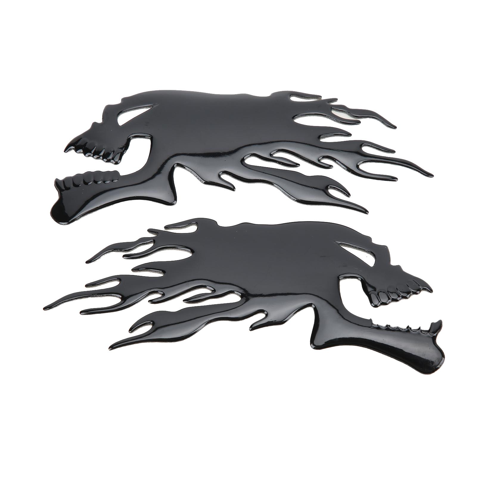 

2шт наклейка на топливный бак 3D пламя череп наклейка украшения для мотоцикла Black