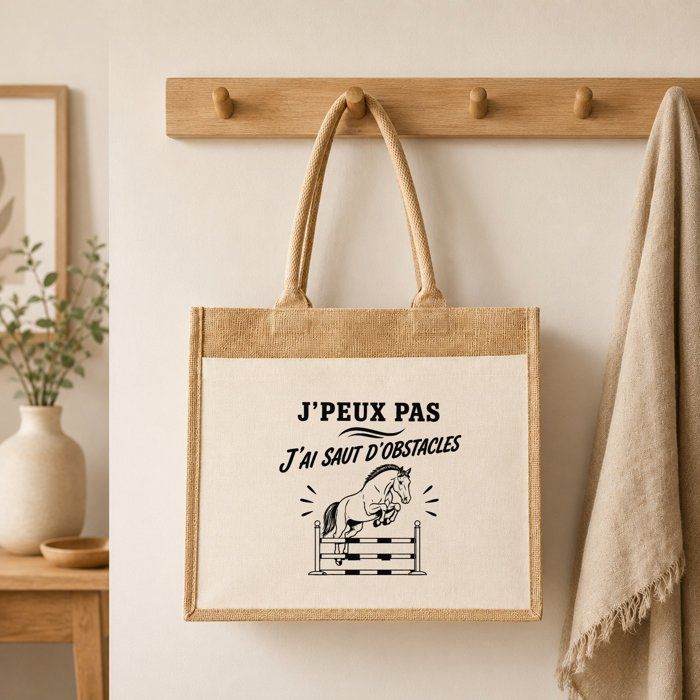 Sac cabas - PLANETEE - J'peux pas minimaliste - toile de jute et coton - 21 L - slogan minimaliste