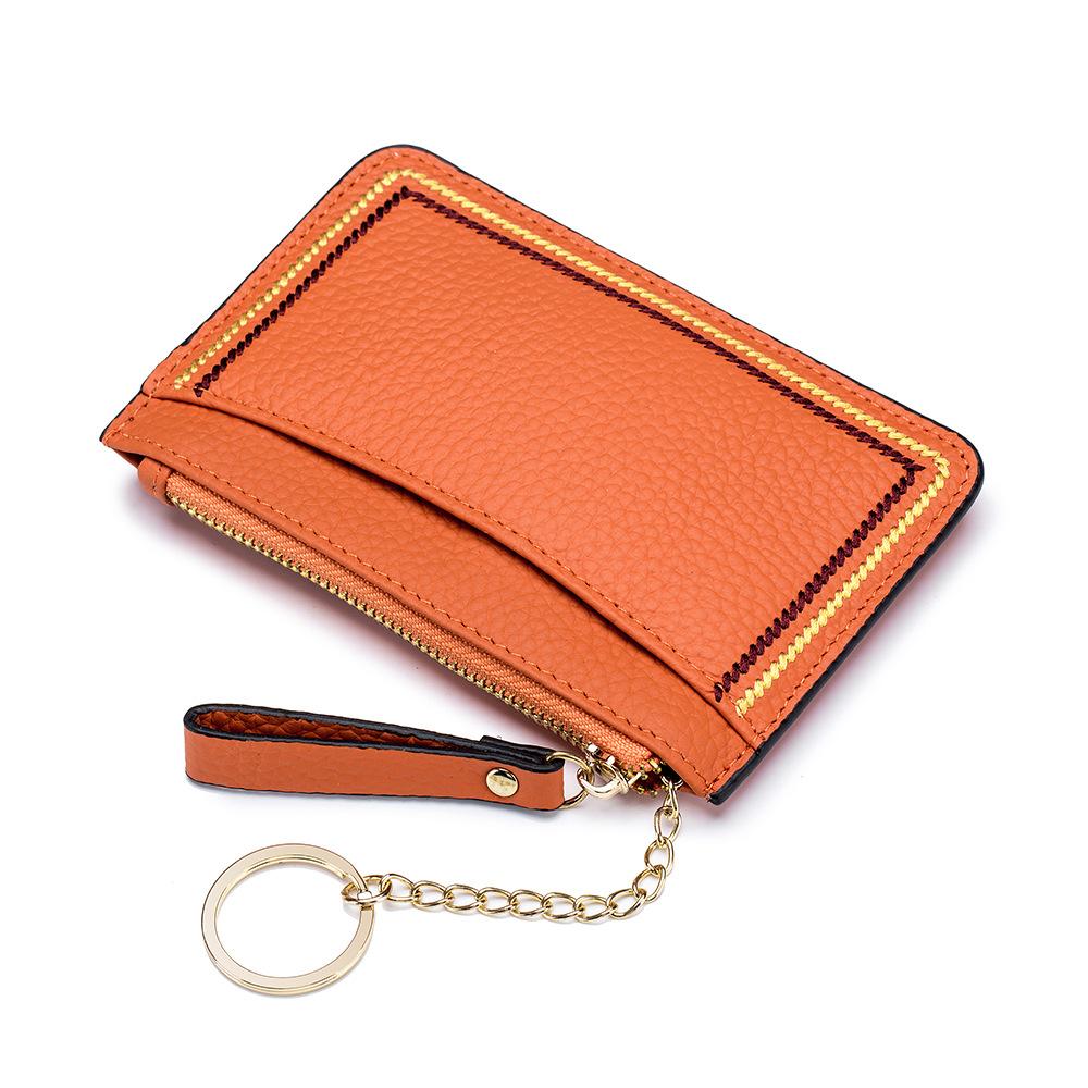 Fashion Change Bag Women's, Contrasting Colors Multi-function Ultra-thin Cowhide Keychain Bag Mini Small Wallet Ins Tide
